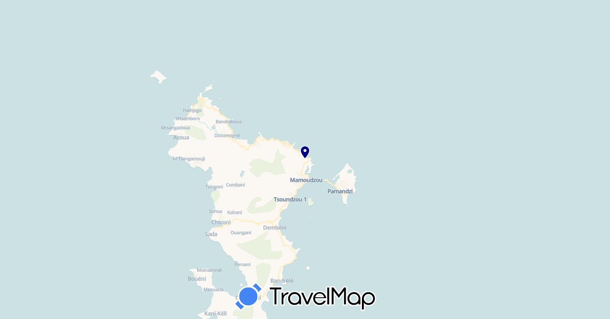 TravelMap itinerary: driving in Mayotte (Africa)